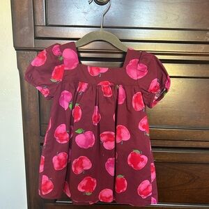 Baby GAP Burgundy Apple Print Dress 12-18 mo